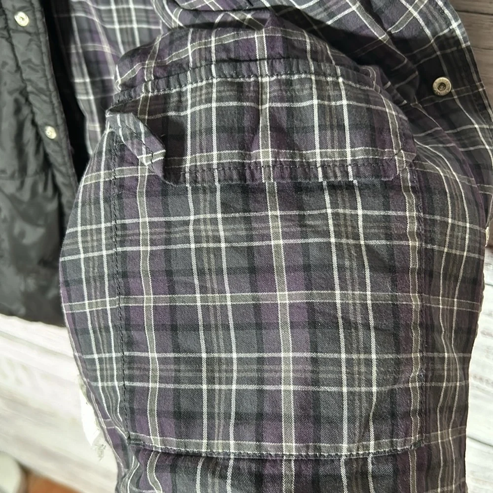 Prana Men's Jacket black and purple plaid Small